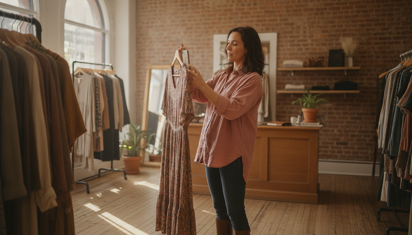 Boutique owner photographing new stock for an Instagram post update