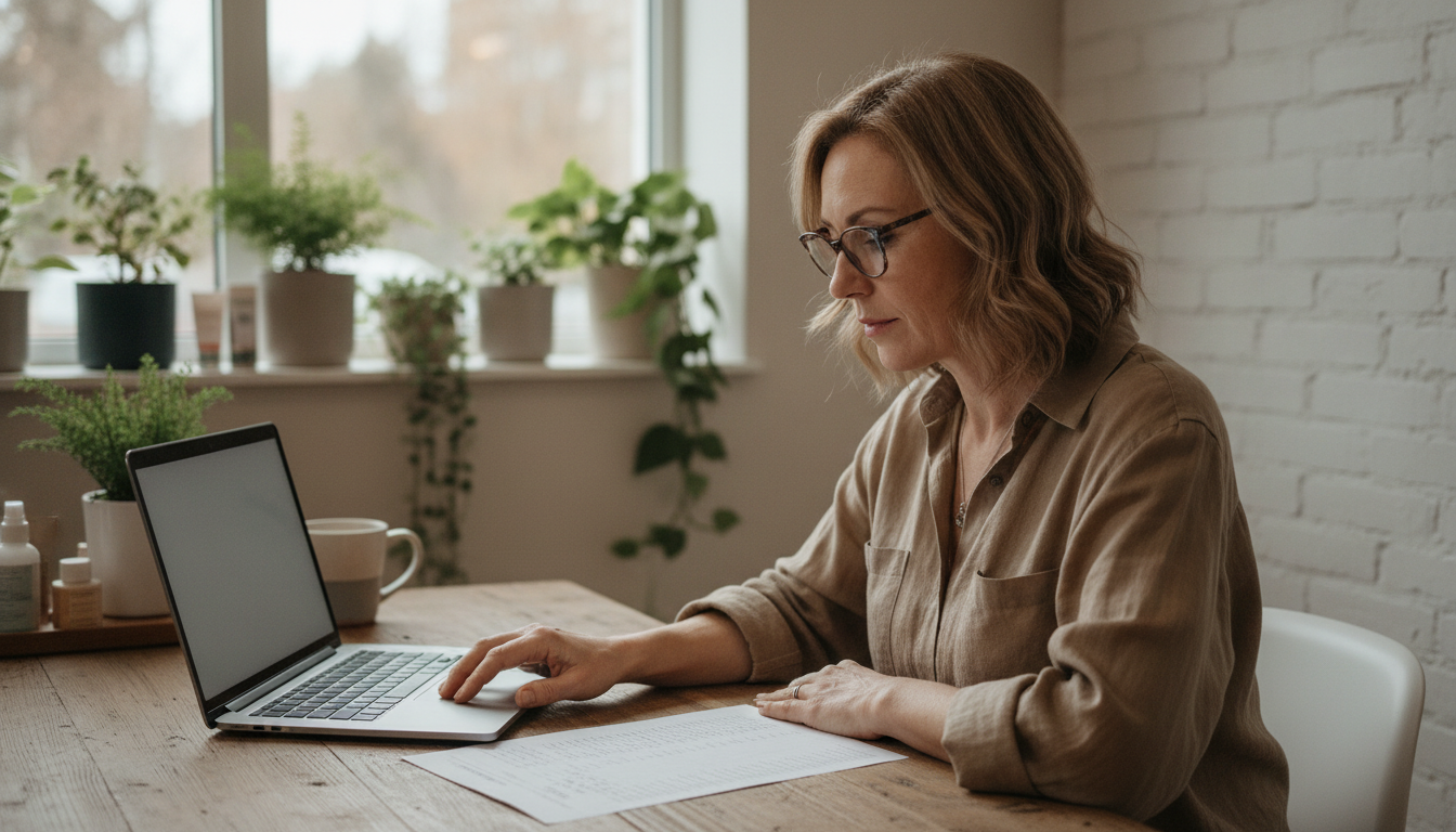 Skincare clinic owner reviewing her customer list to plan a reactivation campaign