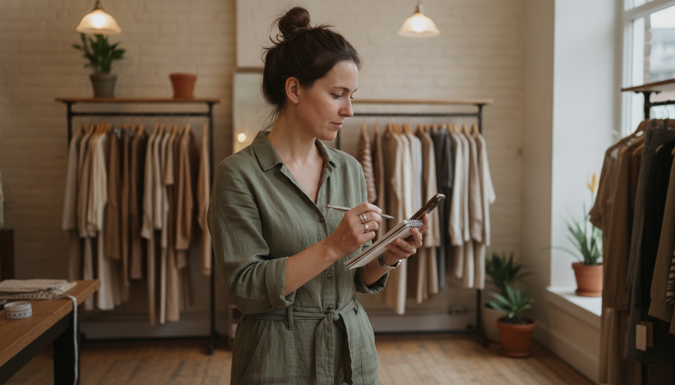 Boutique clothing store owner planning her local marketing channel strategy