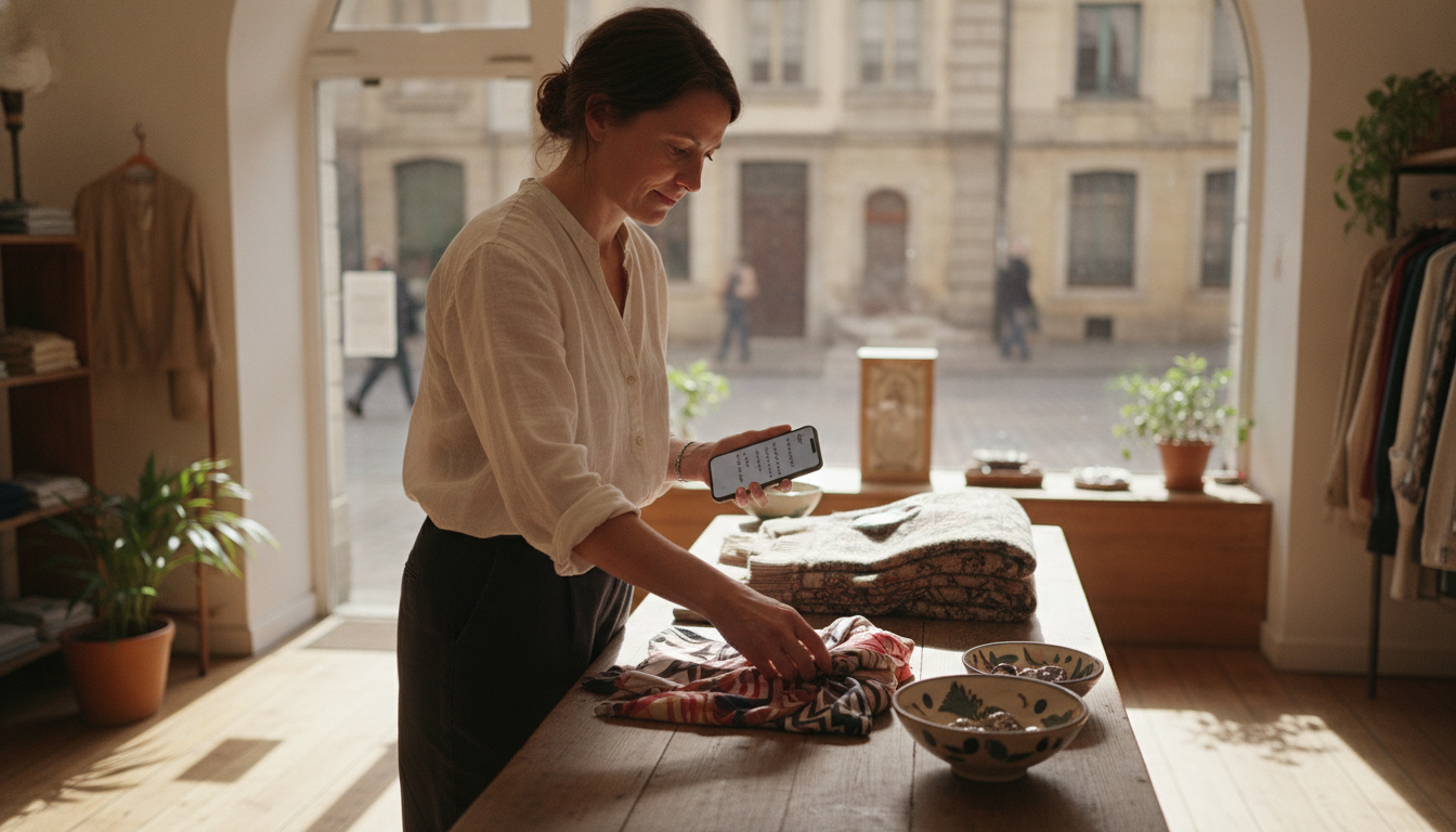 Boutique owner using her product range as the starting point for her content planning